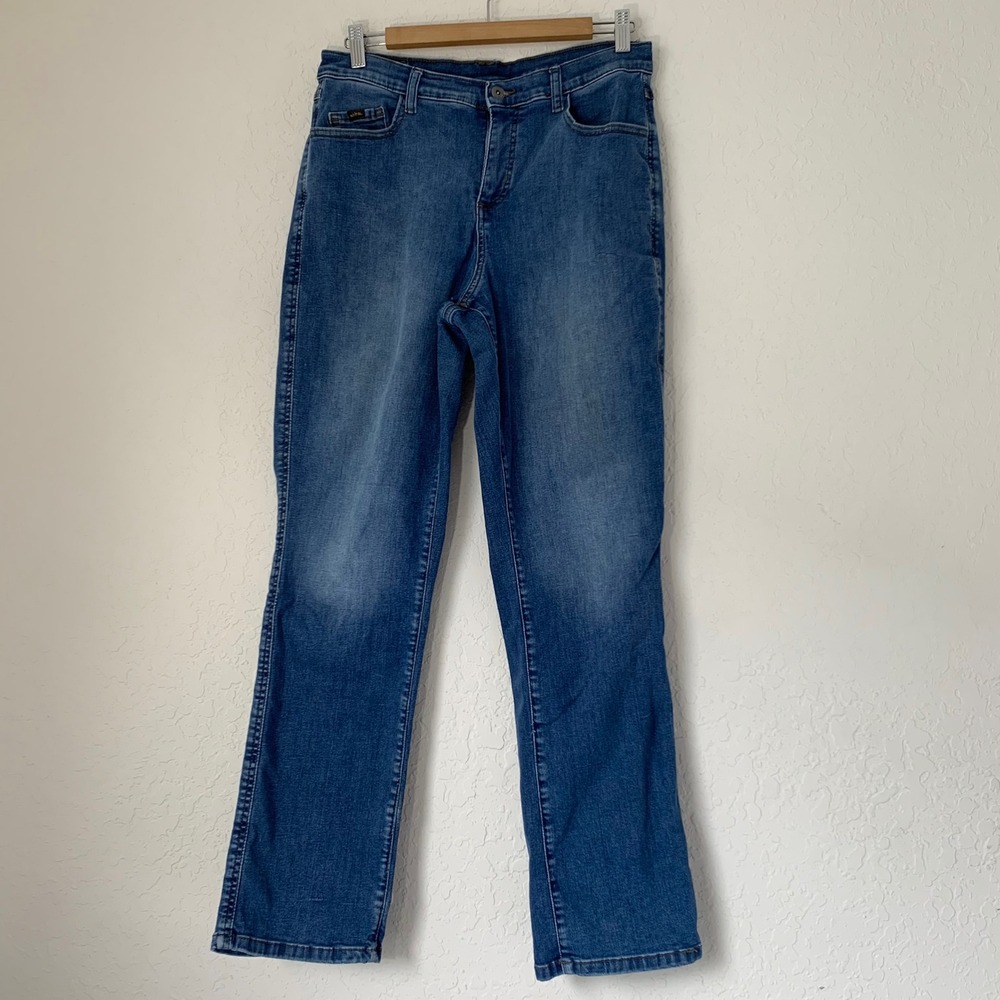 KUHL Straight Leg Jeans Womens 12 Short Blue Stretch Outdoor Gorpcore Hiking